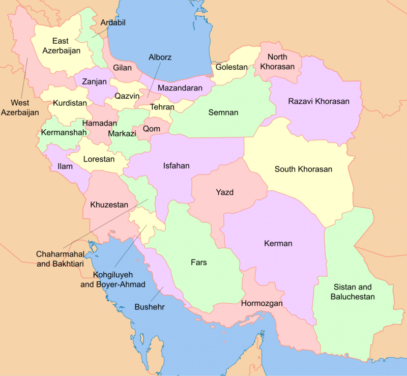 иран карта провинции ирана остан